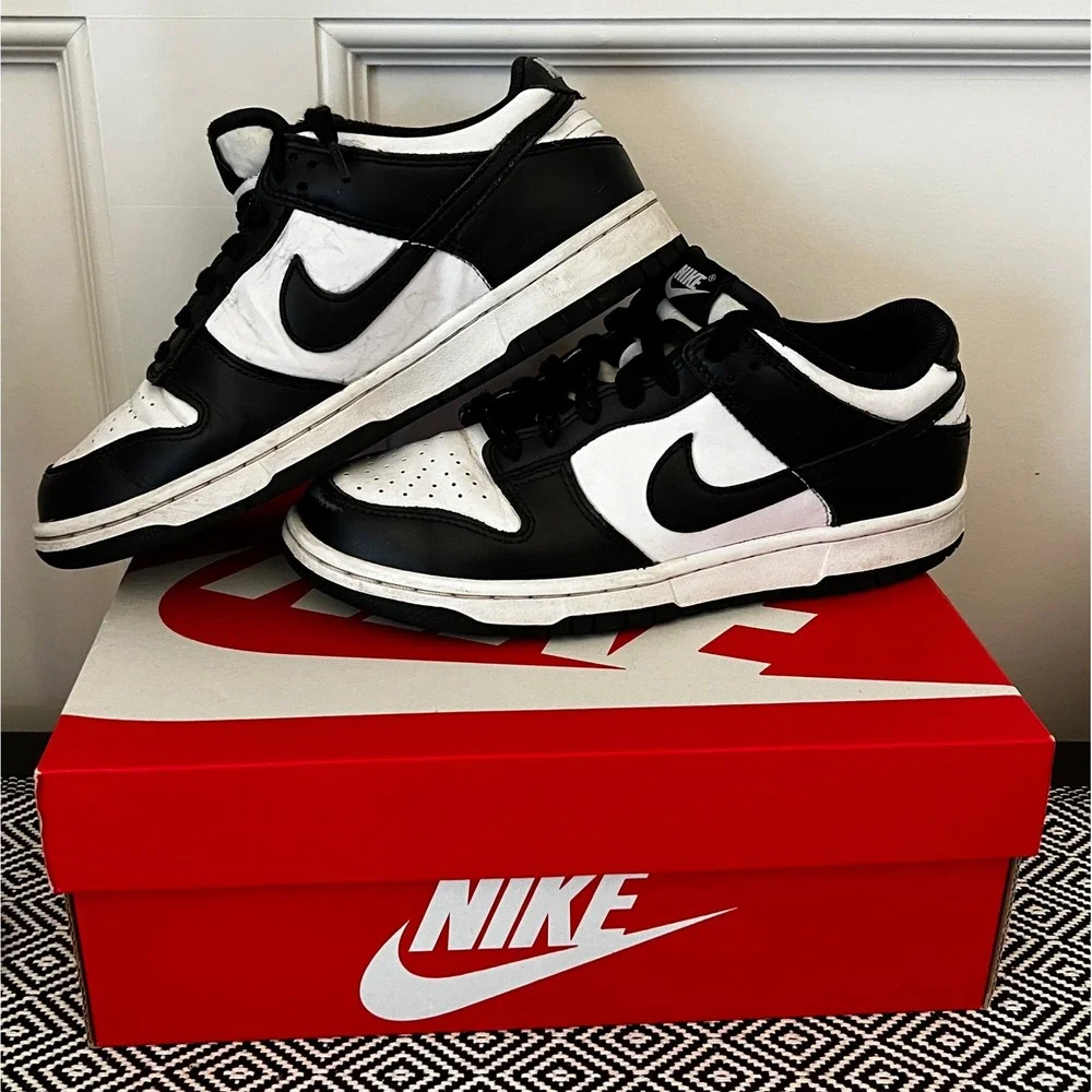 Nike Dunk Low Panda White Black Kids Sneakers CW1590-100